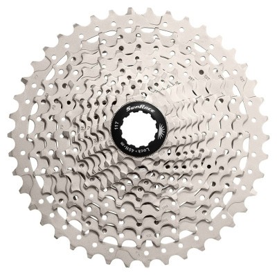 Касета 11-k 11-46T SUN RACE MS7 MTB, сталевий павук, Metallic Silver