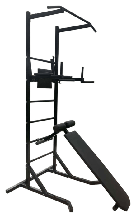 Турник, брусья и пресс, шведская стенка со скамьей Черная (50х50 мм)