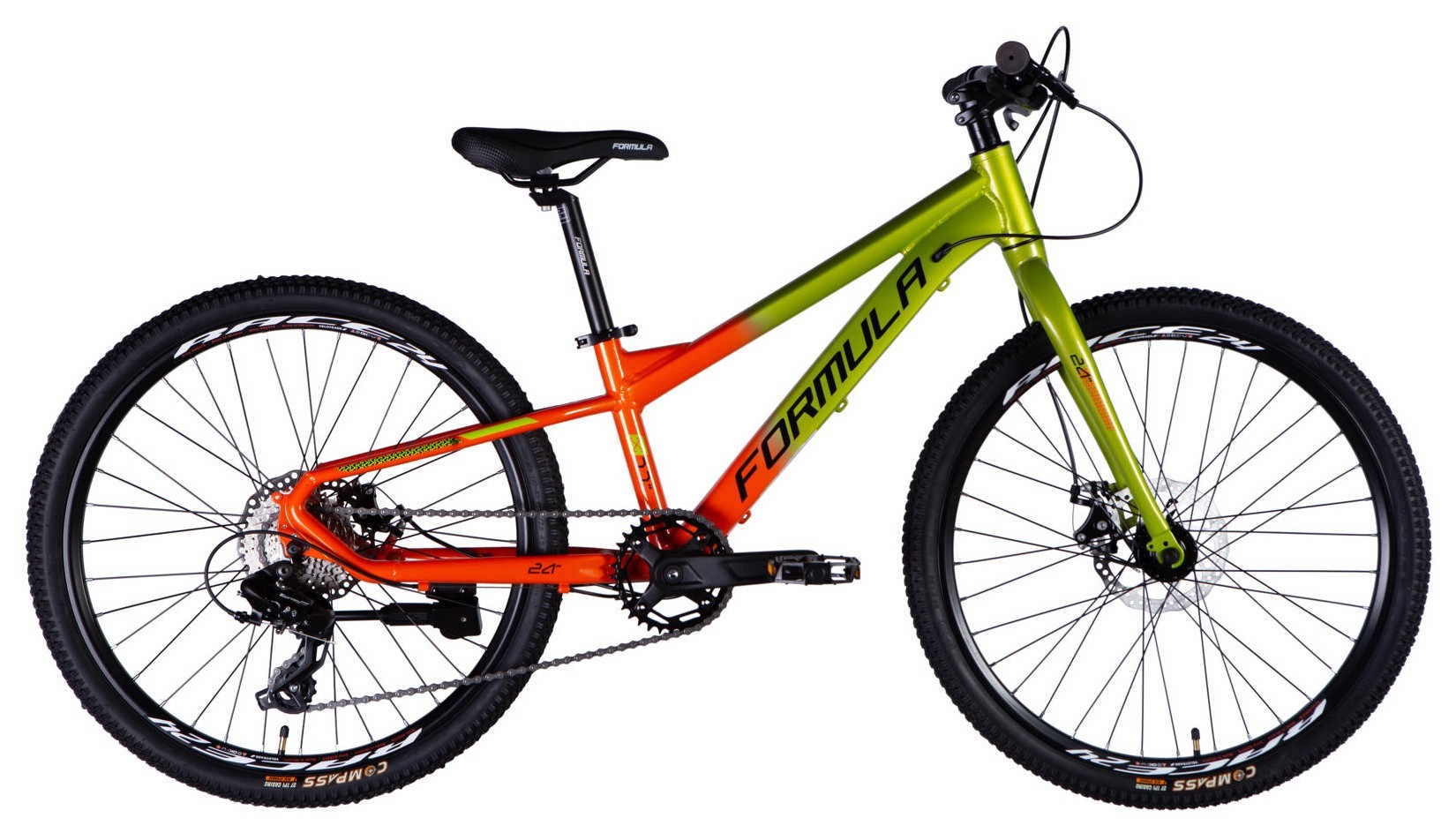 Велосипед AL 24" Formula F-1 DD CS рама-11" зелено-оранжевый 2025