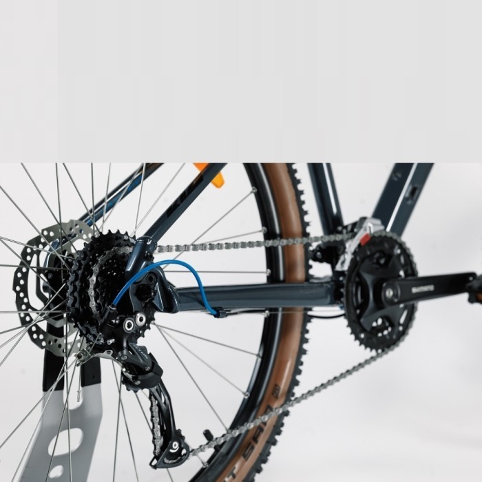 Велосипед KTM CHICAGO 271 27.5" рама М/43 серый (черно/синий) 2022/2023