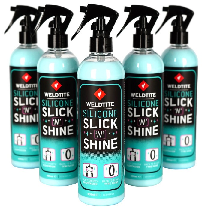 Силиконовая защита и блеск Weldtite 03042 Silicone Slick 'N' Shine для ног вилок и покрышек, спрей, 400мл