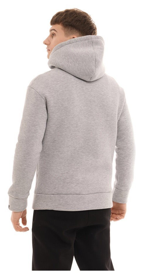 Теплое мужское худое на флисе с капюшоном серое меланжевое Pobedov 008 ЗИМА