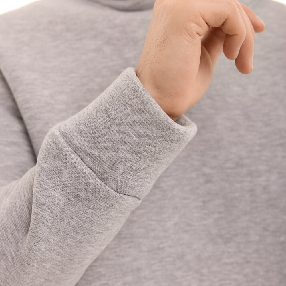 Теплое мужское худое на флисе с капюшоном серое меланжевое Pobedov 008 ЗИМА