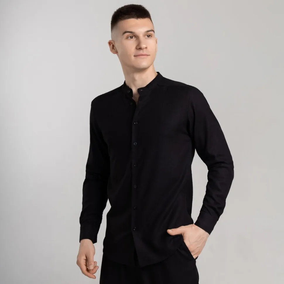 Сорочка чоловіча з довгим рукавом чорна Pobedov Orion (XL)