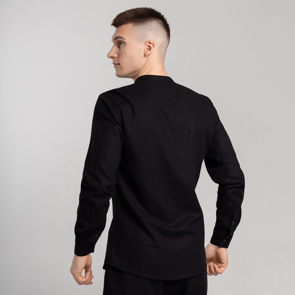 Сорочка чоловіча з довгим рукавом чорна Pobedov Orion