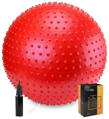 М'яч для фітнесу (фітбол) Cornix 65 см масажний Anti-Burst XR-0486 Red