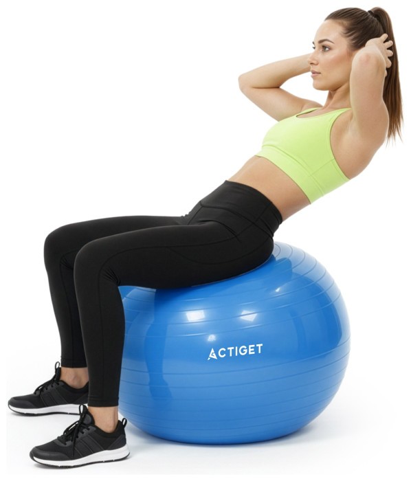 М'яч для фітнесу (фітбол) Actiget 55 см з насосом ACT0142 Blue
