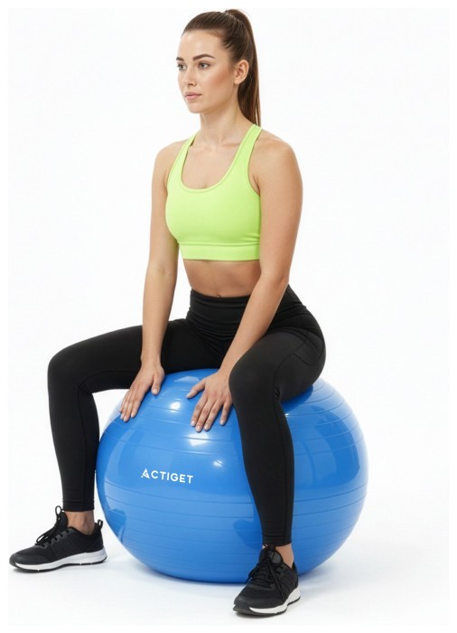 М'яч для фітнесу (фітбол) Actiget 55 см з насосом ACT0142 Blue