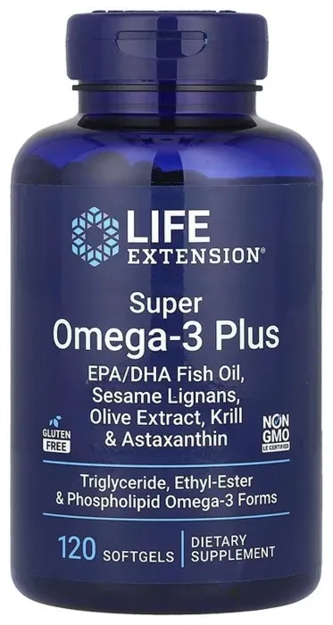 Super Omega-3 Plus EPA/DHA Fish Oil, Sezame Lignans, Olive Extract, Krill & Astaxanthin - 120 softgels