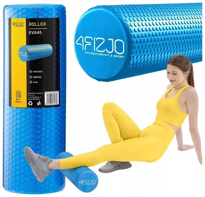 Масажний ролик 4FIZJO CARE+ EVA 45 x 15 см (валик, роллер) Blue (P-5907739310743)