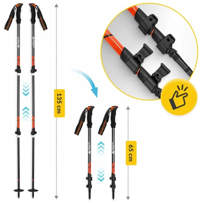 Трекинговые палки Mountain Goat Peak+ 65-135 см Black/Orange (P-5907739318275)