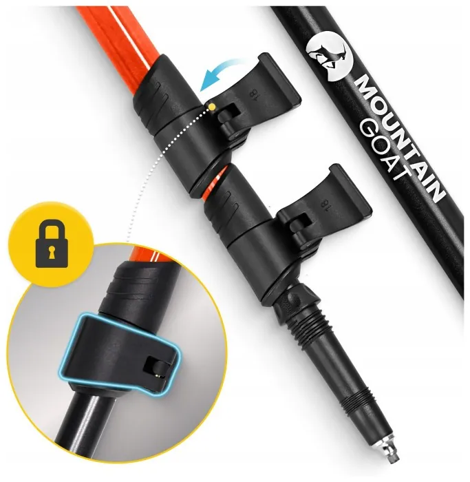 Трекинговые палки Mountain Goat Peak+ 65-135 см Black/Orange (P-5907739318275)