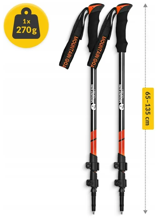 Трекинговые палки Mountain Goat Peak+ 65-135 см Black/Orange (P-5907739318275)