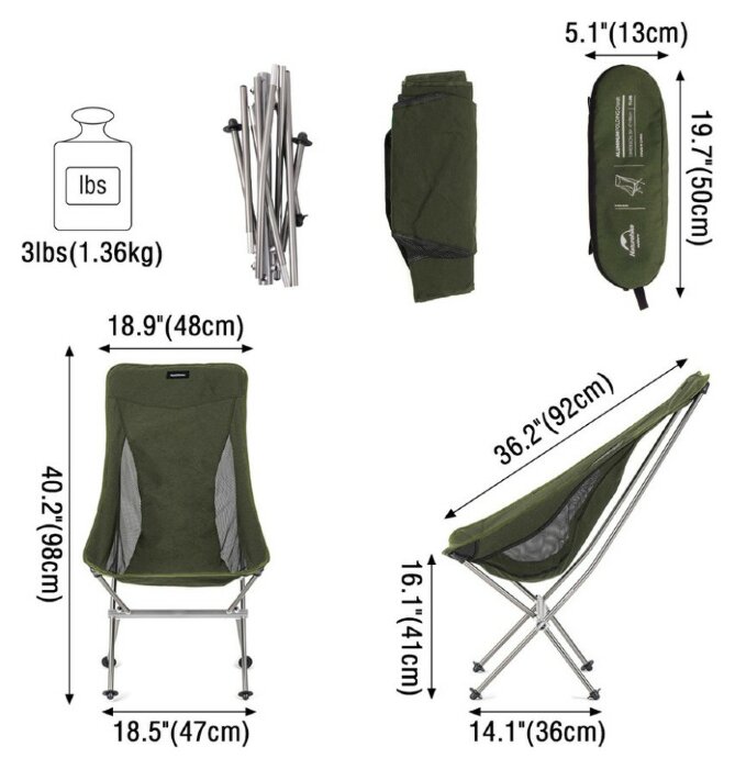 Стул складной Naturehike YL06 NH18Y060-Z, зеленый