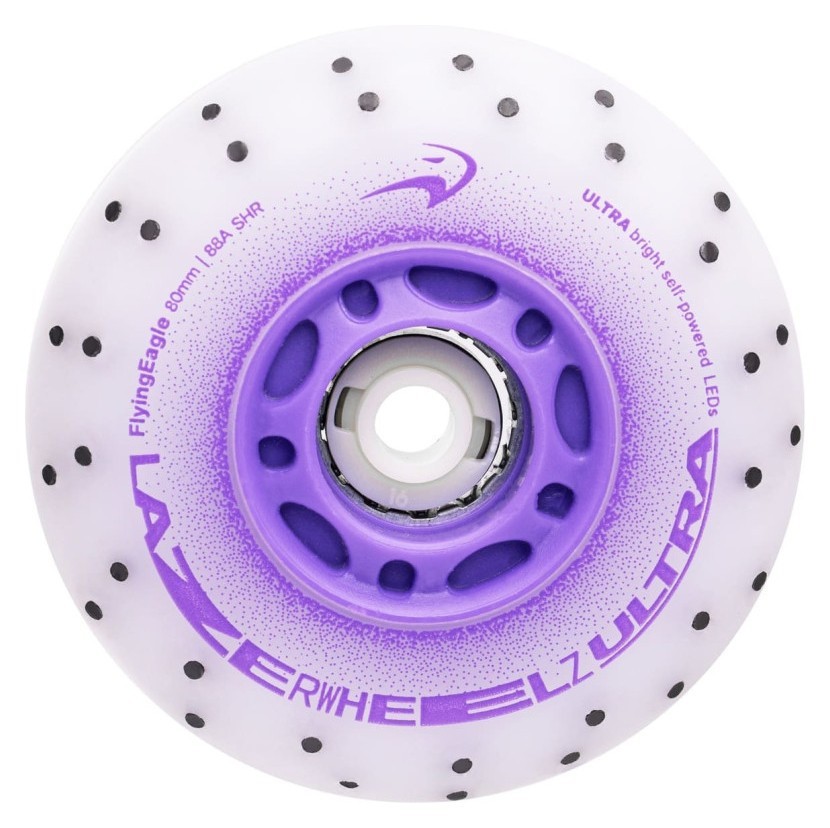 Сяючі колеса для роликів Flying Eagle Lazerwheelz Ultra+Sparks 88A 4 шт фіолетові, укр, укр