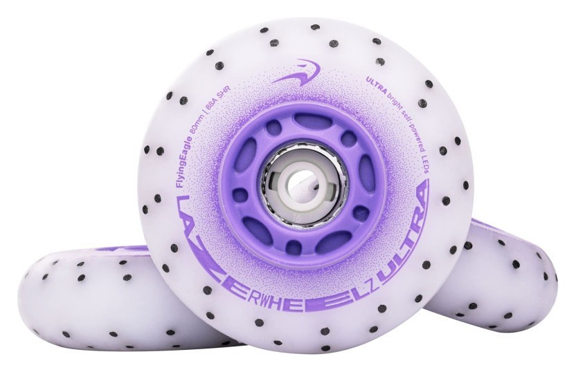 Сяючі колеса для роликів Flying Eagle Lazerwheelz Ultra+Sparks 88A 4 шт фіолетові