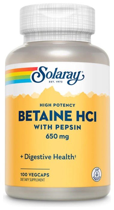 High Potency Betain HCl with Pepsin 650mg - 100 vcaps