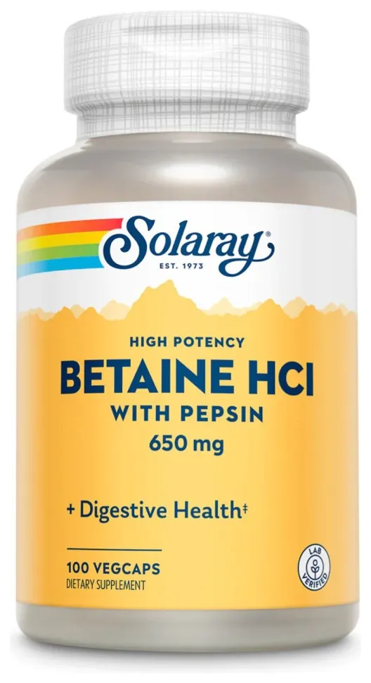High Potency Betain HCl with Pepsin 650mg - 100 vcaps