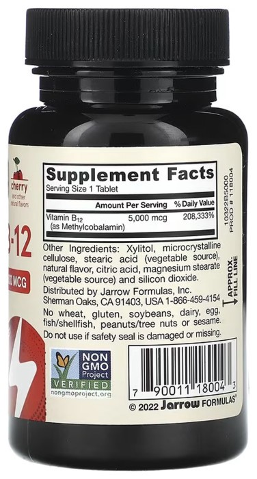 Methyl B-12 Methylcobalamin 5000mcg - 60 chewable tabs Cherry