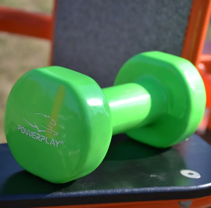 Гантель виниловый PowerPlay 4125 Achilles 3 кг. Зеленая (1шт.)