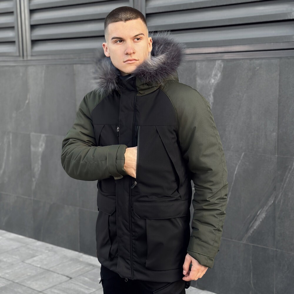 Парка чоловіча зимова з капюшоном Pobedov Seniora Udacha Gray