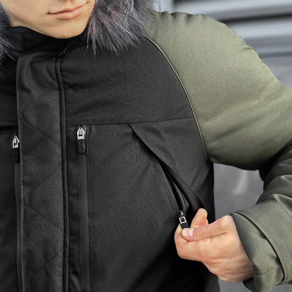 Парка чоловіча зимова з капюшоном Pobedov Seniora Udacha Gray