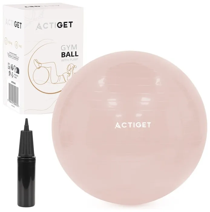 М'яч для фітнесу (фітбол) Actiget 65 см з насосом ACT0143 Light Pink