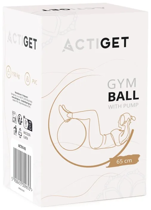 М'яч для фітнесу (фітбол) Actiget 65 см з насосом ACT0143 Light Pink