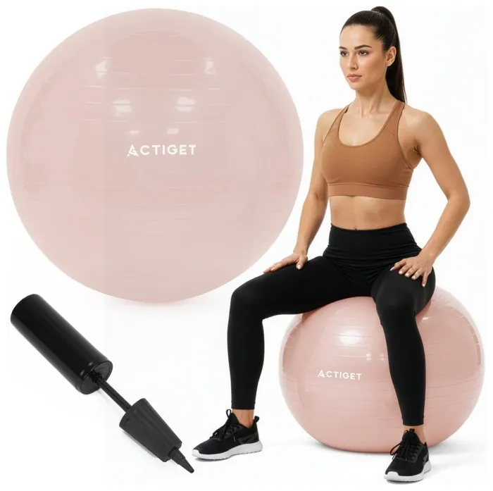 М'яч для фітнесу (фітбол) Actiget 65 см з насосом ACT0143 Light Pink