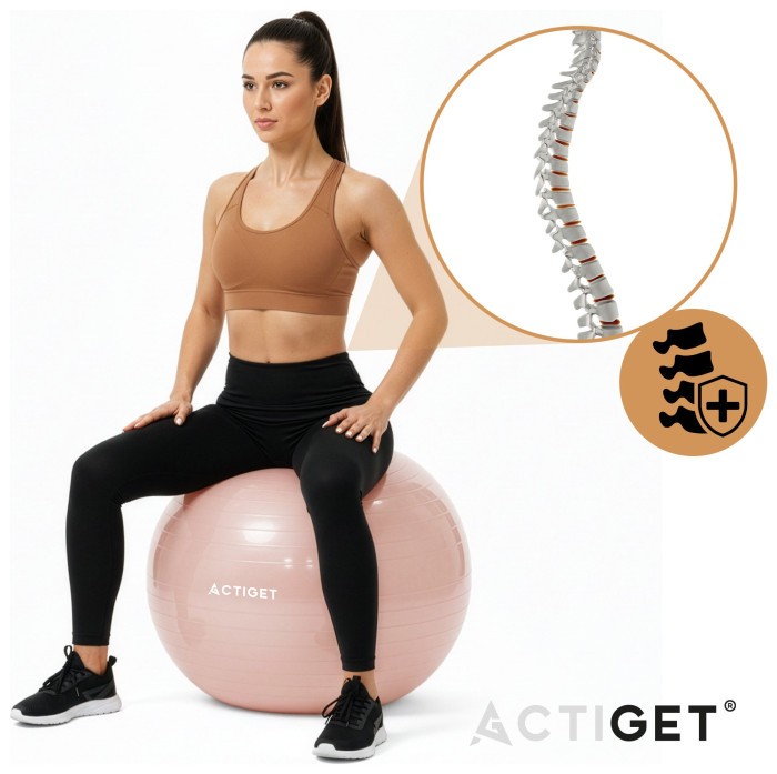 М'яч для фітнесу (фітбол) Actiget 65 см з насосом ACT0143 Light Pink