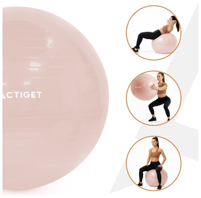 М'яч для фітнесу (фітбол) Actiget 65 см з насосом ACT0143 Light Pink