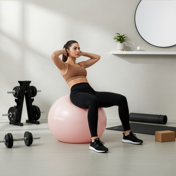 М'яч для фітнесу (фітбол) Actiget 65 см з насосом ACT0143 Light Pink