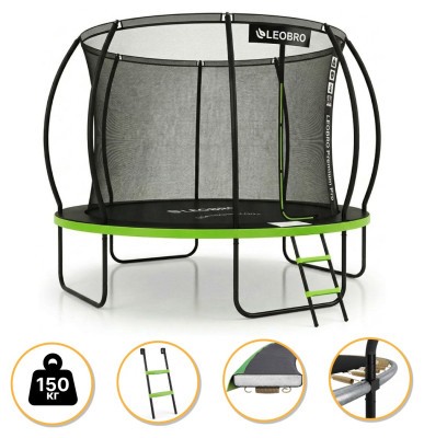 Батут з внутрішньою захисною сіткою 374 см LEOBRO Premium Pro 12FT GREEN (LB-1101)