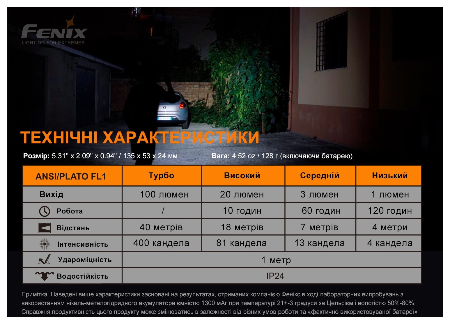 Ліхтар ручний з автономним живленням Fenix E-STAR, укр, укр