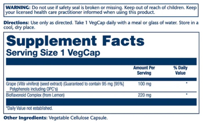 Grape Seed Extract 100mg - 60 vcaps