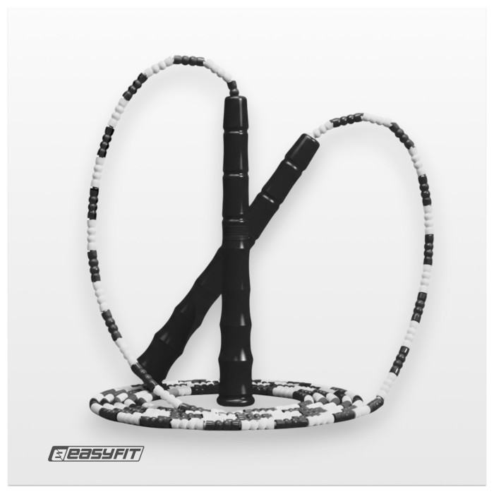 Бисерная скакалка EasyFit FreeRope 2,7м (черно-белая)