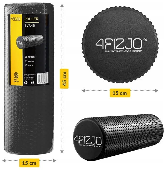 Масажний ролик 4FIZJO CARE+ EVA 45 x 15 см (валик, роллер) Black (P-5907739310736)