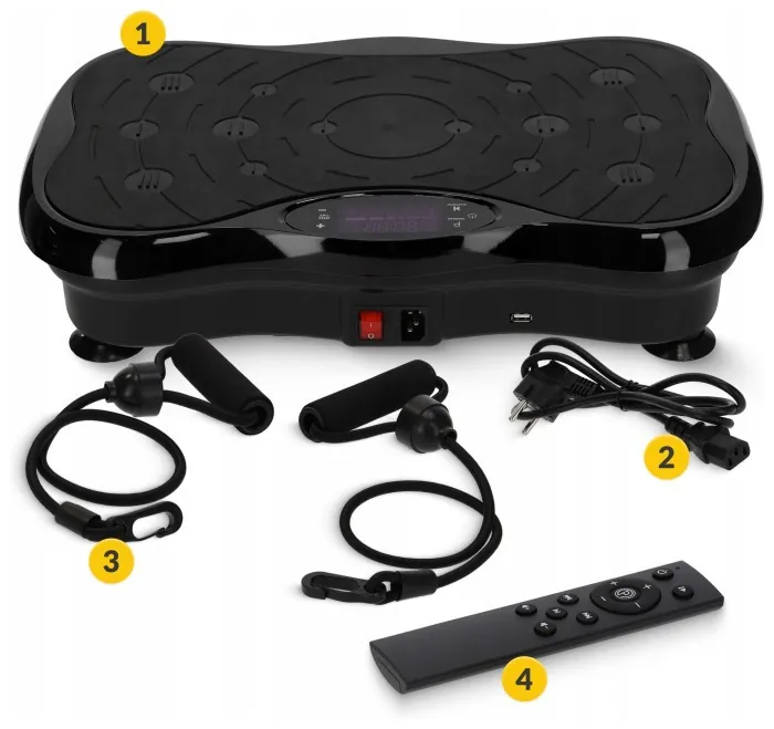 Виброплатформа для тренировок 4FIZJO Ultra+ с пультом и эспандерами Black (P-5905973402873)