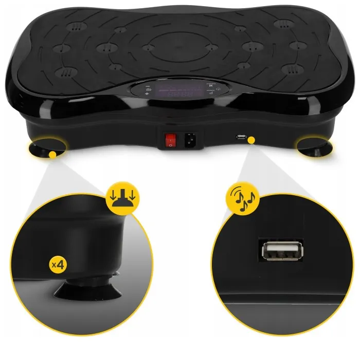Виброплатформа для тренировок 4FIZJO Ultra+ с пультом и эспандерами Black (P-5905973402873)
