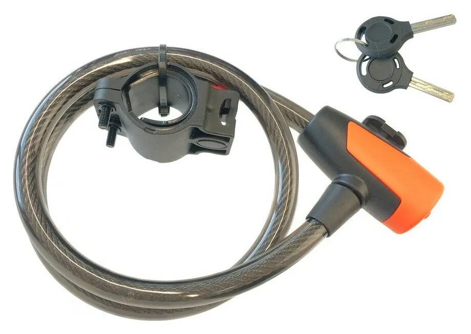 Замок для велосипеда тросовий Tempesta KEY LOCK Black/orange (FSD-LK127005) (Помаранчевий, Чорний)