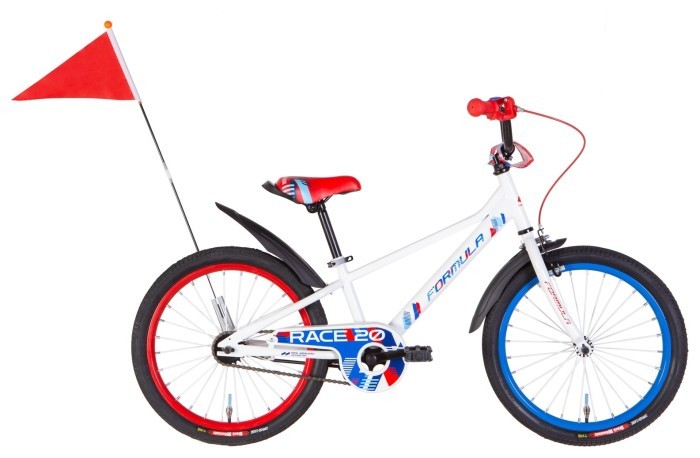 Велосипед ST 20" Formula RACE BH рама-10" білий з червоним та синім 2024 крила, підніжка, дзвоник, укр, укр