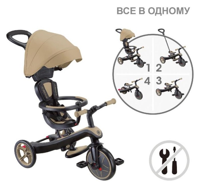 Велосипед дитячий GLOBBER серії EXPLORER TRIKE 4в1, пісочний, до 20кг, 3 колеса