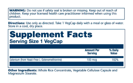 Selenium Yeast Free 100mcg - 90 vcaps