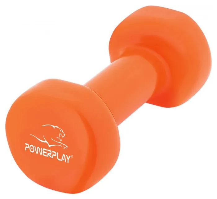 Гантель виниловый PowerPlay 4125 Achilles 4 кг. Оранжевая (1шт.)