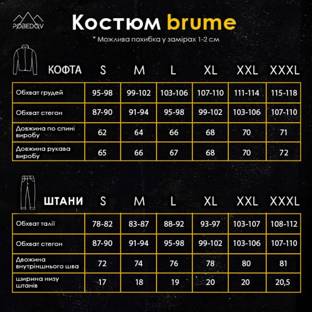 Спортивный костюм мужской темно-серый кофта с брюками Pobedov Brume