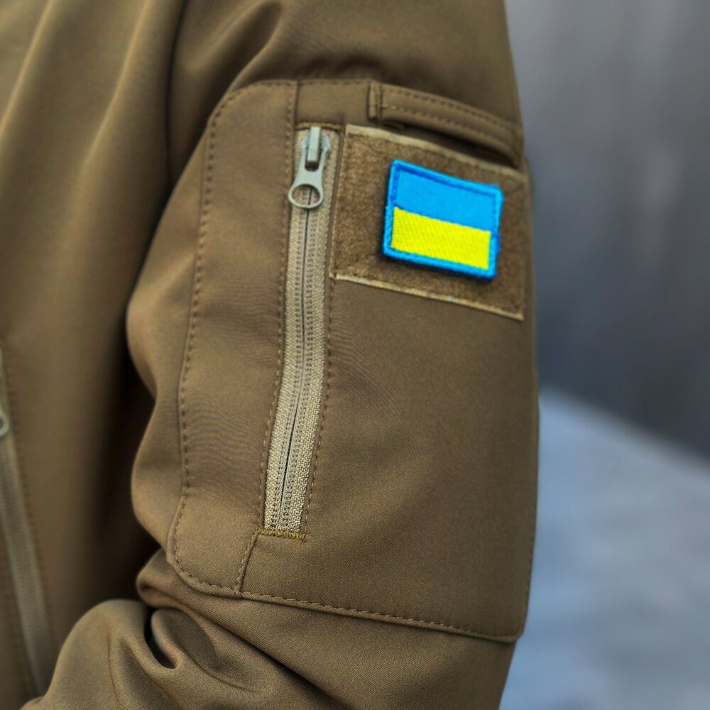 Куртка чоловіча демісезонна з капюшоном койот Pobedov Motive, укр, укр