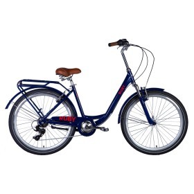 Велосипед AL 26&quot; Dorozhnik RUBY AM Vbr рама- &quot; с багажником задн St с крылом St 2024 (темно-синій)