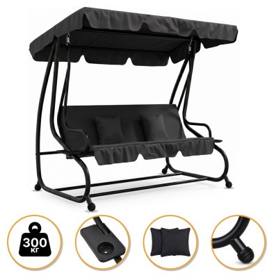 Велика гойдалка з подушками LEOBRO Luxury Black (LB-1041)
