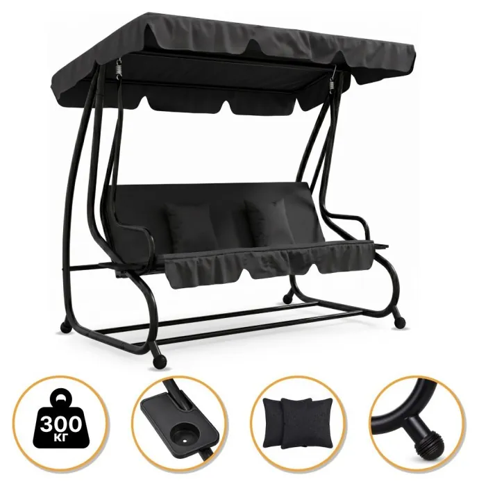 Велика гойдалка з подушками LEOBRO Luxury Black (LB-1041)