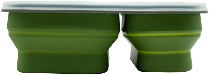 Контейнер TRAMP складной силиконовый 2 отдела с крышкой защелкой 900мл (с ложкой-выделкой) , Оливковый
